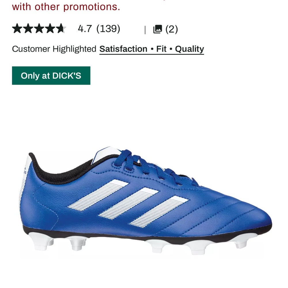 Adidas Blue Soccer Cleats Size 2.5